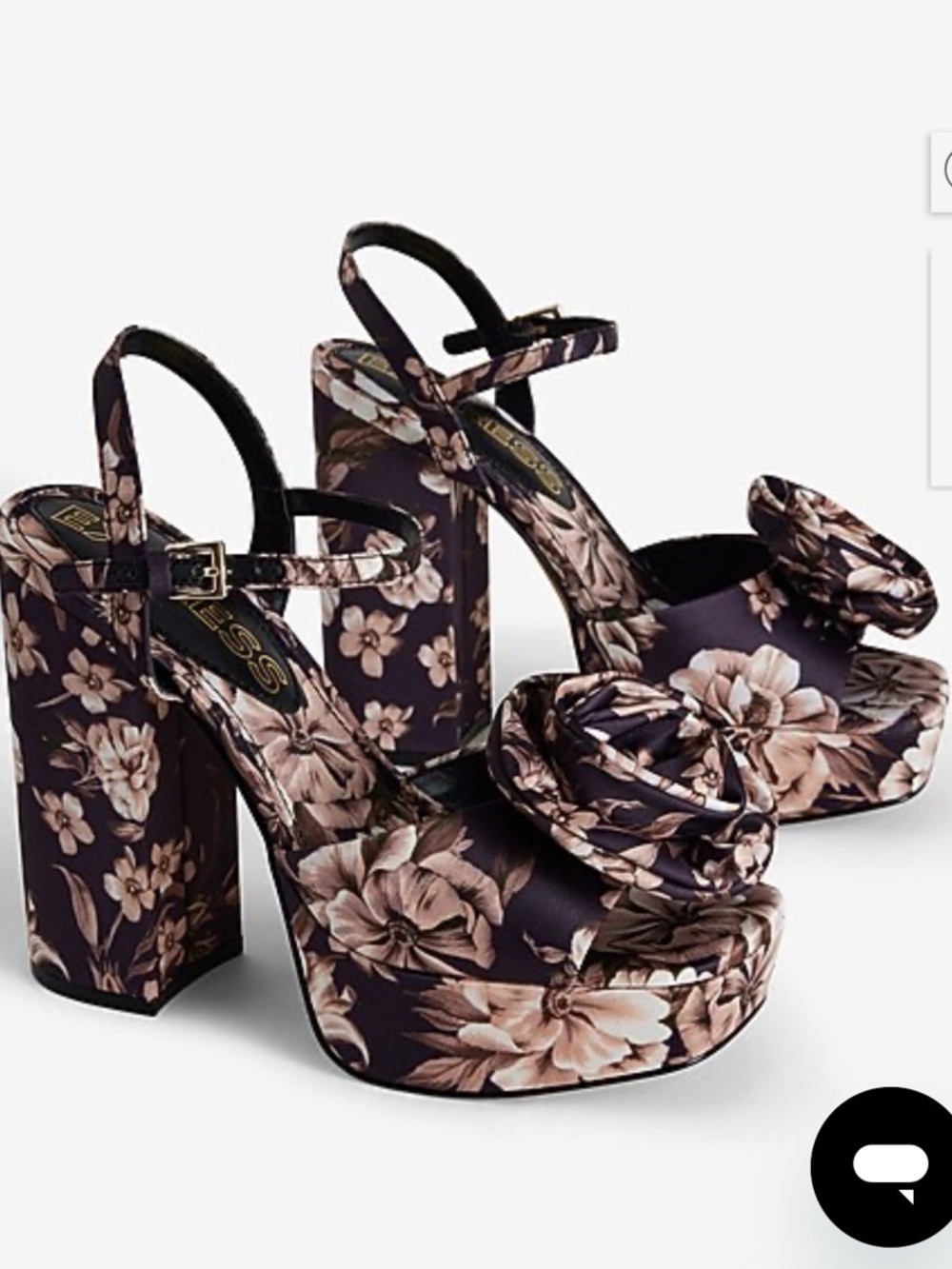 Express Floral Rose Strap Platform Heeled Sandals